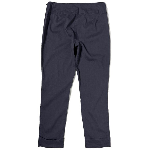 Eileen Fisher Navy Blue Stretch Linen Blend Ankle Cuffed Pants Women's Size S - Picture 2 of 8